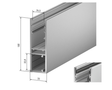 ALUTECH GR105x35IE Шина направляющая, с вставкой и щеткой, глянец