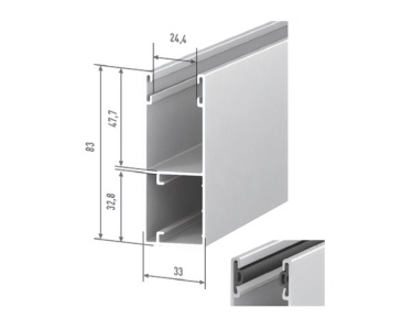 ALUTECH GR83x33I/eco Шина направляющая, с вставкой, глянец